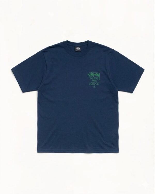 Stussy London T Shirt Navy Front