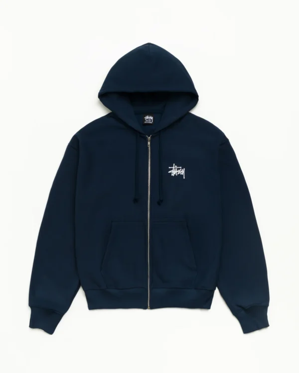 Basic Stussy Zip up Hoodie Navy
