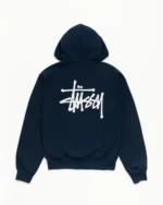 Basic Stussy Zip up Hoodie Navy Back