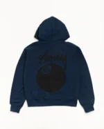 Stussy 8 Ball Zip up Hoodie Navy Back