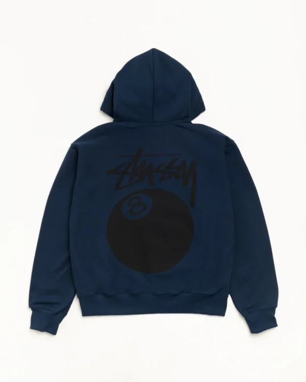 Stussy 8 Ball Zip up Hoodie Navy Back